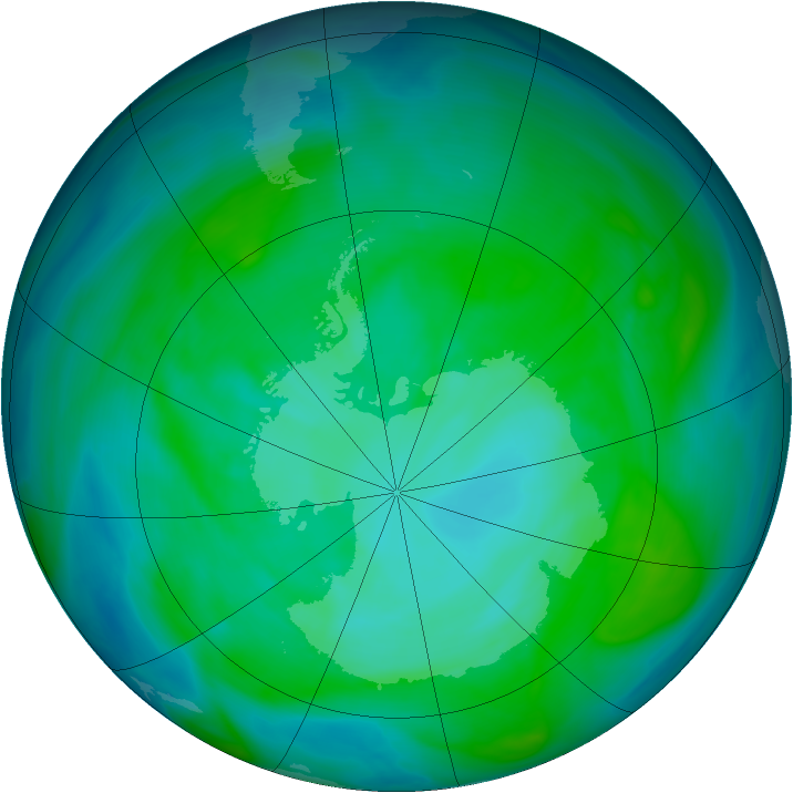 Antarctic ozone map for 29 December 2004